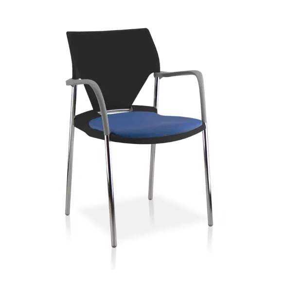 Fauteuil 4 pieds Ioko - polypropylène - placet d'assise textile enduit - piétement chrome - empilable et accrochable