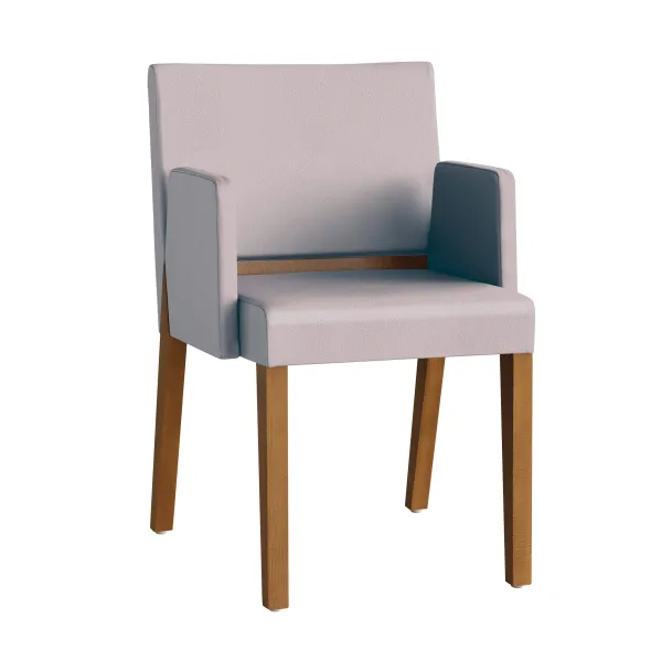 Fauteuil 4 pieds Makao - cuir - piétement bois