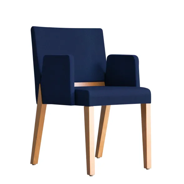 Fauteuil 4 pieds Makao - cuir - piétement bois