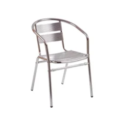 Fauteuil 4 pieds Soléa - aluminium - assise et dossier à lattes