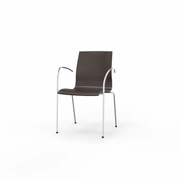 Fauteuil 4 pieds Trio Evolution - coque multipli hêtre - piétement chrome - empilable