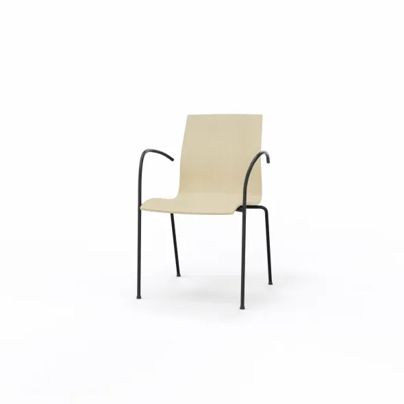 Fauteuil 4 pieds Trio Evolution - coque multipli hêtre - piétement époxy - empilable