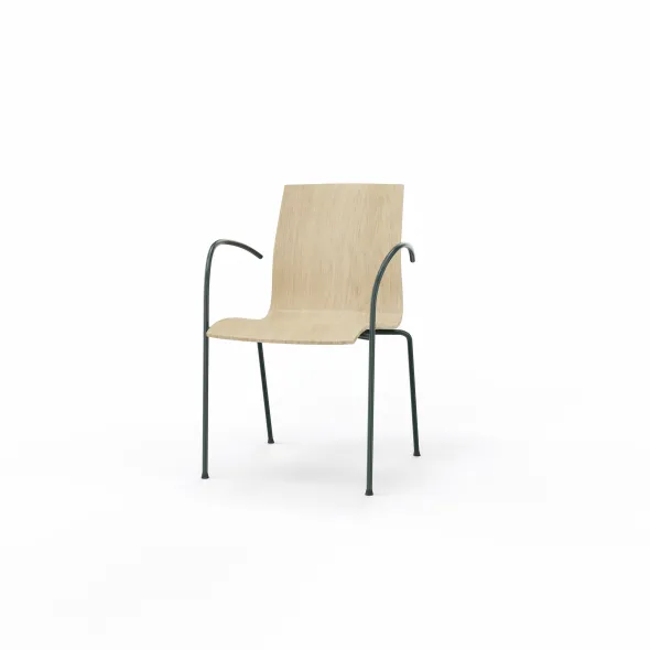 Fauteuil 4 pieds Trio Evolution - coque essence bois - piétement époxy - empilable