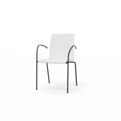 Fauteuil 4 pieds Trio Evolution - coque stratifié blanc - piétement époxy - empilable