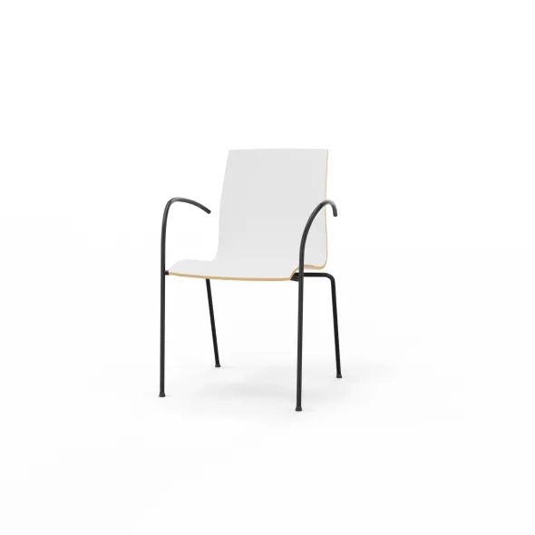 Fauteuil 4 pieds Trio Evolution - coque stratifié blanc - piétement époxy - empilable