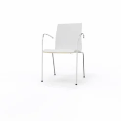 Fauteuil 4 pieds Trio Evolution - coque stratifié blanc - piétement chrome - empilable