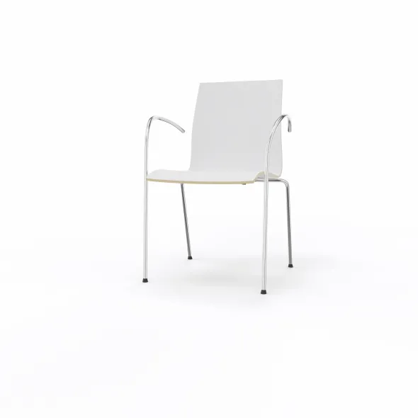 Fauteuil 4 pieds Trio Evolution - coque stratifié blanc - piétement chrome - empilable