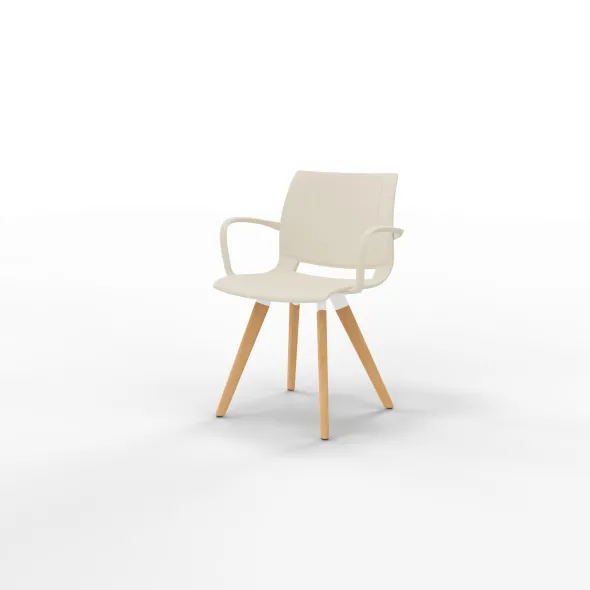 Fauteuil 4 pieds Uni Verso - piètement bois - polypropylène