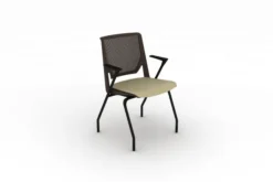 Fauteuil 4 pieds Véry - assise cuir - dossier polypropylène - piétement époxy