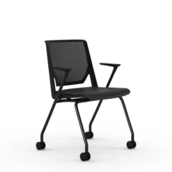 Fauteuil 4 pieds Véry - assise textile enduit - dossier polypropylène - piétement époxy sur roulettes