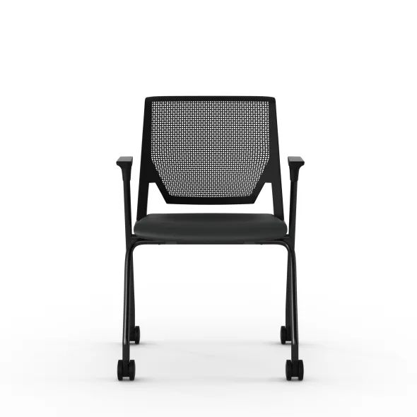 Fauteuil 4 pieds Véry - assise textile enduit - dossier polypropylène - piétement époxy sur roulettes