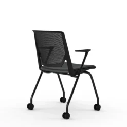 Fauteuil 4 pieds Véry - assise textile enduit - dossier polypropylène - piétement époxy sur roulettes