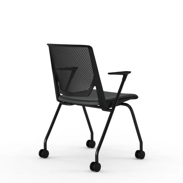Fauteuil 4 pieds Véry - assise textile enduit - dossier polypropylène - piétement époxy sur roulettes