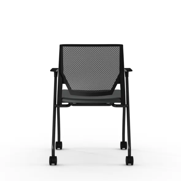 Fauteuil 4 pieds Véry - assise textile enduit - dossier polypropylène - piétement époxy sur roulettes