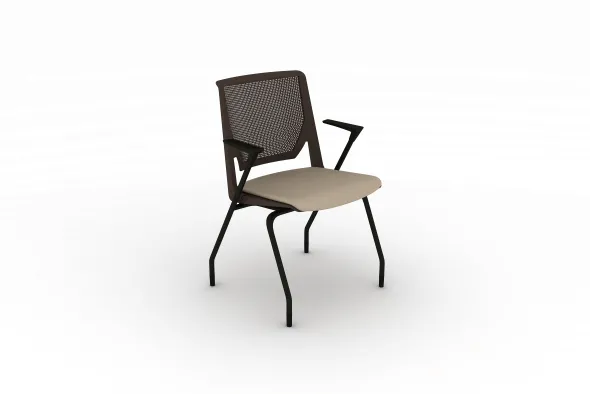 Fauteuil 4 pieds Véry - assise tissu - dossier polypropylène - piétement époxy