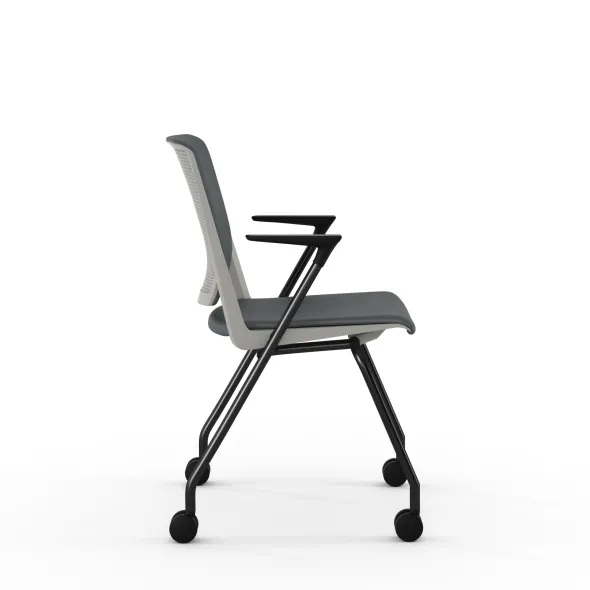 Fauteuil 4 pieds Véry - textile enduit - piétement époxy sur roulettes