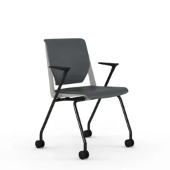 Fauteuil 4 pieds Véry - textile enduit - piétement époxy sur roulettes