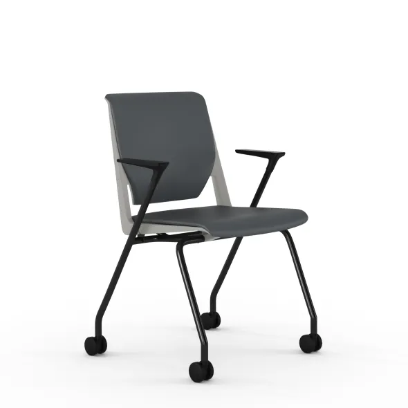 Fauteuil 4 pieds Véry - textile enduit - piétement époxy sur roulettes