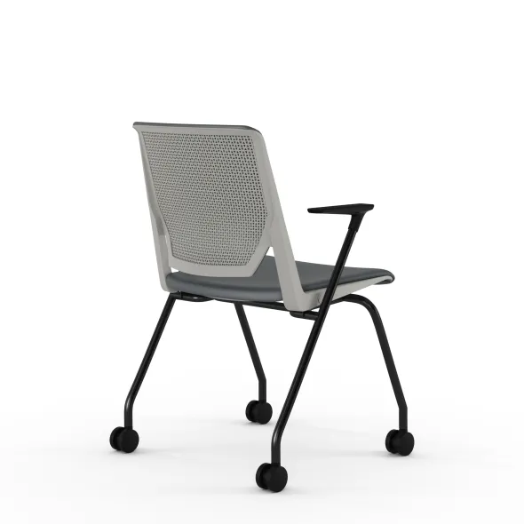 Fauteuil 4 pieds Véry - textile enduit - piétement époxy sur roulettes