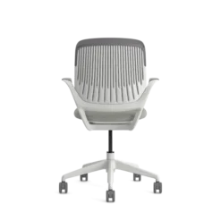 Fauteuil pivotant Cobi - structure et piétement blanc - tissu et résille - piétement sur roulettes