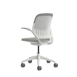 Fauteuil pivotant Cobi - structure et piétement blanc - tissu et résille - piétement sur roulettes