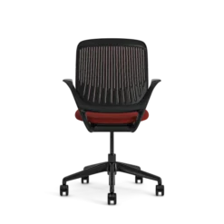 Fauteuil pivotant Cobi - structure et piétement noir - tissu et résille - piétement sur roulettes