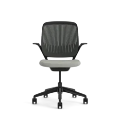 Fauteuil pivotant Cobi - structure et piétement noir - tissu et résille - piétement sur roulettes