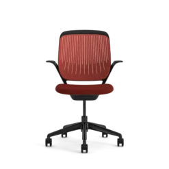 Fauteuil pivotant Cobi - structure et piétement noir - tissu et résille - piétement sur roulettes