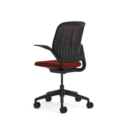 Fauteuil pivotant Cobi - structure et piétement noir - tissu et résille - piétement sur roulettes