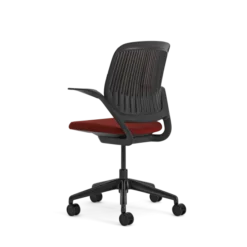 Fauteuil pivotant Cobi - structure et piétement noir - tissu et résille - piétement sur roulettes