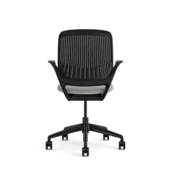 Fauteuil pivotant Cobi - structure et piétement noir - tissu et résille - piétement sur roulettes