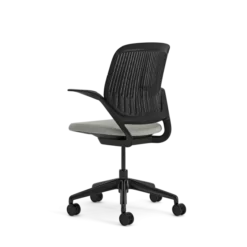 Fauteuil pivotant Cobi - structure et piétement noir - tissu et résille - piétement sur roulettes