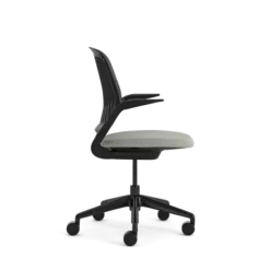 Fauteuil pivotant Cobi - structure et piétement noir - tissu et résille - piétement sur roulettes