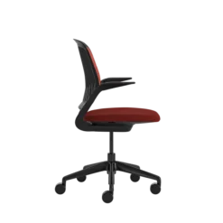Fauteuil pivotant Cobi - structure et piétement noir - tissu et résille - piétement sur roulettes