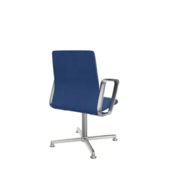 Fauteuil pivotant retour point fixe Directa - tissu - piétement aluminium poli sur patins - manchettes cuir noir