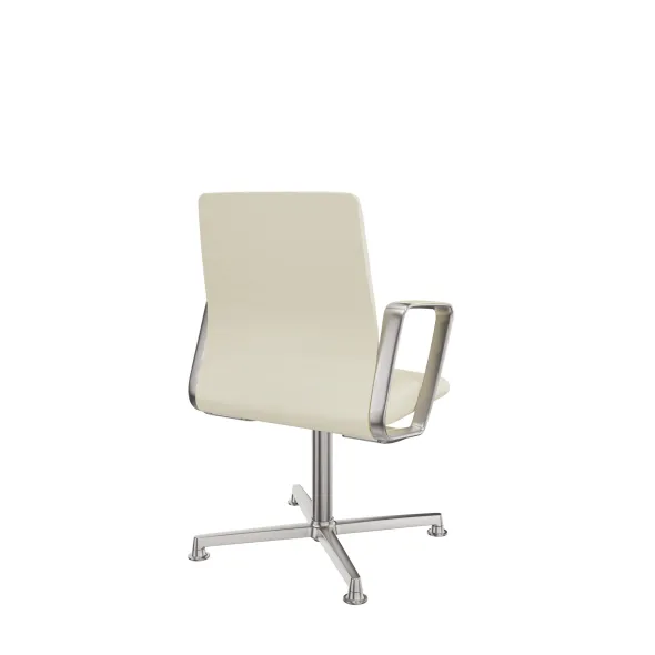 Fauteuil pivotant retour point fixe Directa - cuir - piétement aluminium poli sur patins - manchettes cuir noir