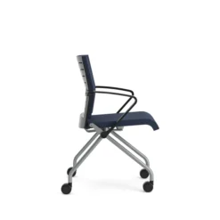 Fauteuil pliant Please - assise et dossier tissu - piétement sur roulettes