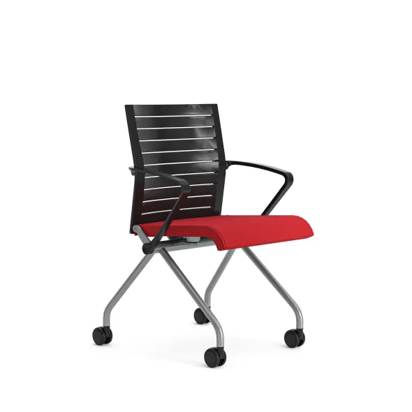 Fauteuil pliant Please - assise tissu - dossier polypropylène - piétement sur roulettes