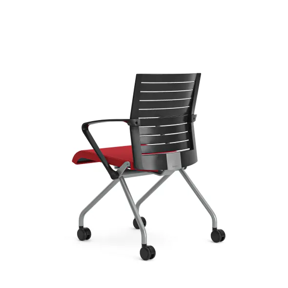 Fauteuil pliant Please - assise tissu - dossier polypropylène - piétement sur roulettes