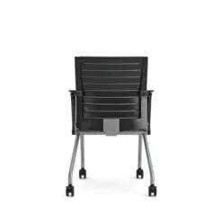 Fauteuil pliant Please - assise et dossier textile enduit - piétement sur roulettes