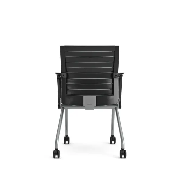 Fauteuil pliant Please - assise et dossier textile enduit - piétement sur roulettes