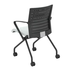 Fauteuil pliant Please - assise et dossier textile enduit - piétement sur roulettes