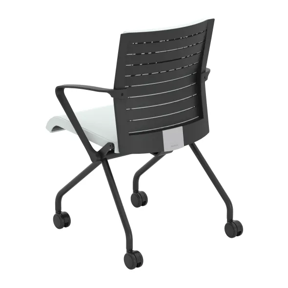 Fauteuil pliant Please - assise et dossier textile enduit - piétement sur roulettes