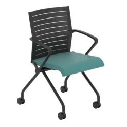 Fauteuil pliant Please - assise textile enduit - dossier polypropylène - piétement sur roulettes