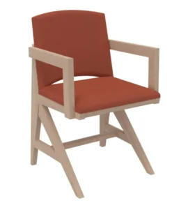 Fauteuil rembourré appui sur table Soline - piétement hêtre verni naturel - assise et dossier textile enduit