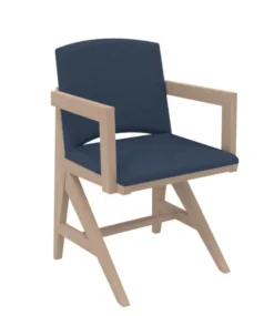 Fauteuil rembourré appui sur table Soline - piétement hêtre verni naturel - assise et dossier textile enduit