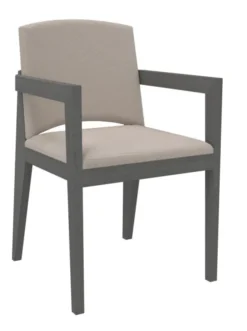 Fauteuil rembourré 4 pieds Soline - piétement hêtre verni teinté - assise et dossier textile enduit