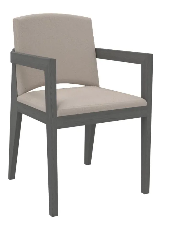 Fauteuil rembourré 4 pieds Soline - piétement hêtre verni teinté - assise et dossier textile enduit