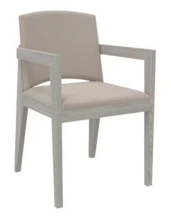 Fauteuil rembourré 4 pieds Soline - piétement hêtre verni teinté - assise et dossier textile enduit