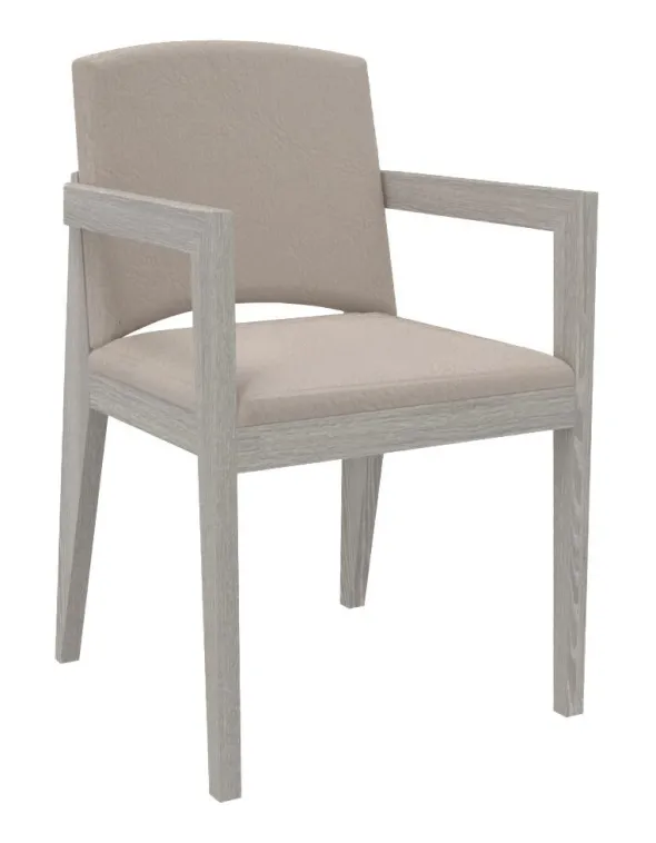 Fauteuil rembourré 4 pieds Soline - piétement hêtre verni teinté - assise et dossier textile enduit